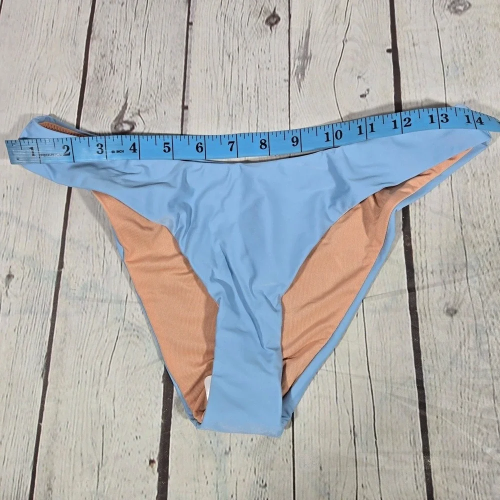 J. Crew Curved-waist cheeky bikini‎ bottom in Blue Mist S NWT